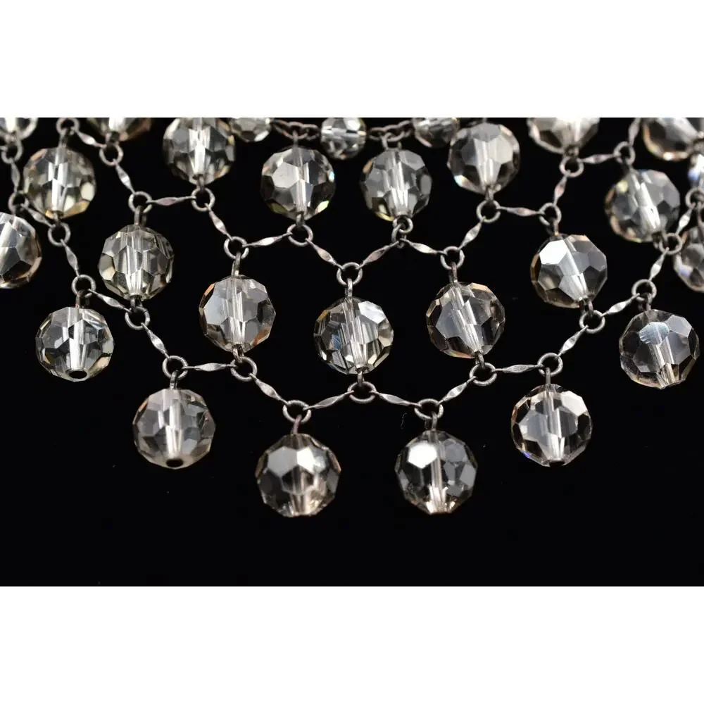Banana Republic Vintage Glass Crystal Collar Bib Necklace Gray Statement BinBL